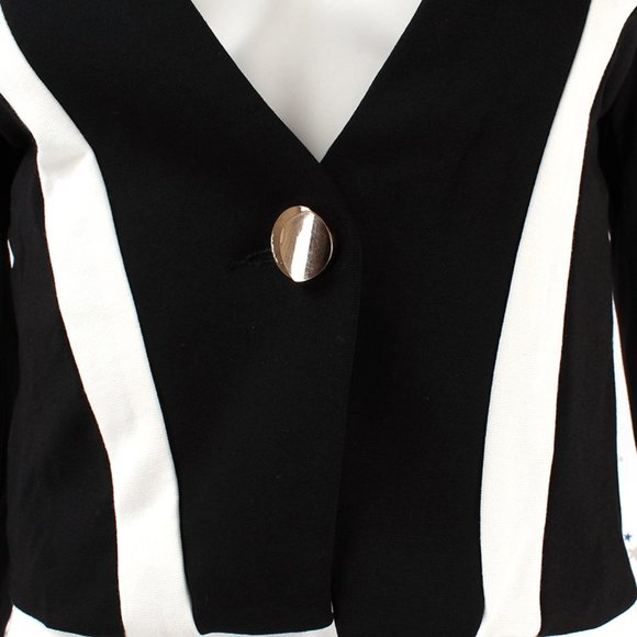 Cropped One Button Fly Blazer Jacket 3/4 Sleeve - Picture 3 of 10